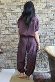 Basso Button Drape Cap Sleeve Shirt Deep Damson